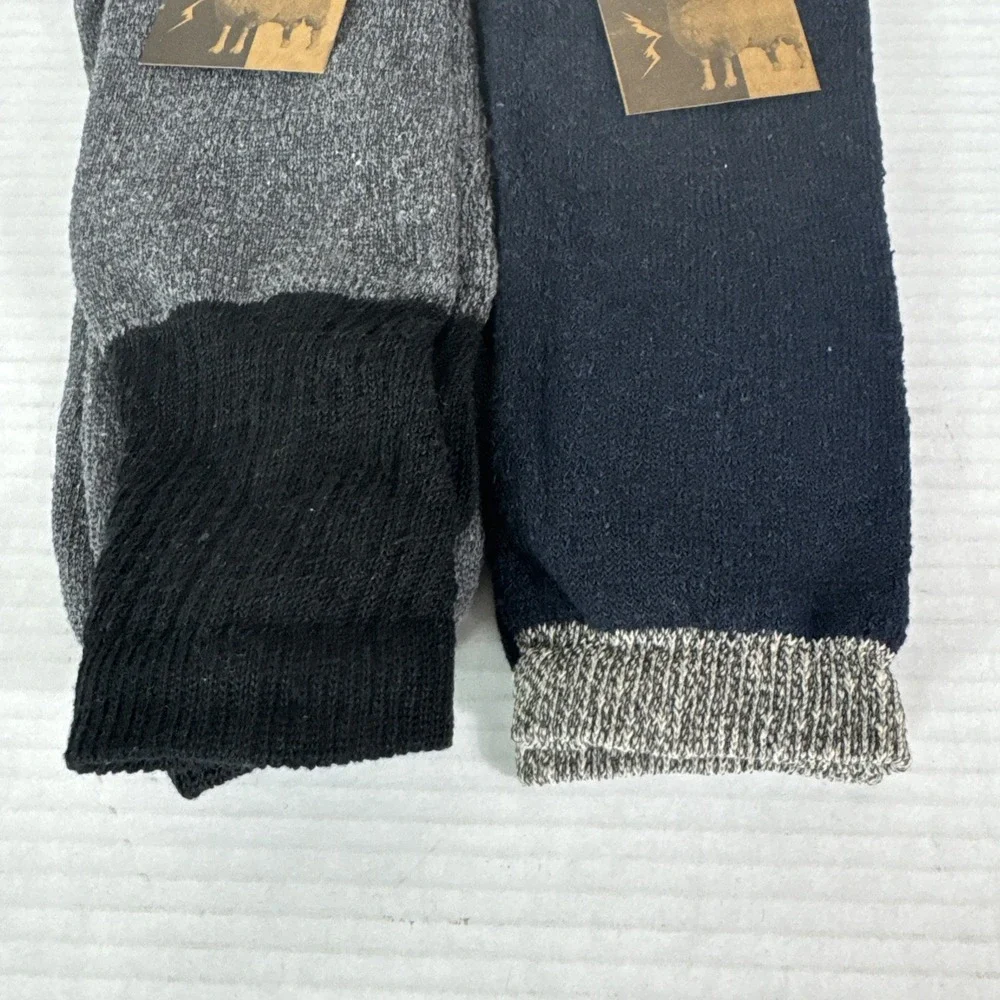 Lamb's Wool Blend Socks NEW Men's US 10-13 Lot of 2 Blue Black Calf Length 1391